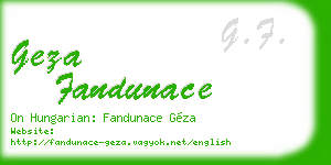geza fandunace business card